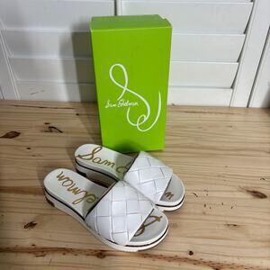 Sam Edelman Women Size 7.5 Adaley Slide Sandals White Slip On Open Toe